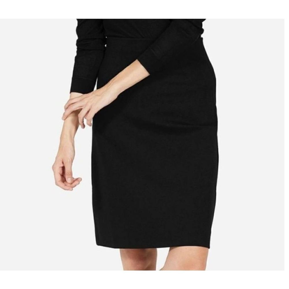 Everlane Ponte black  tailored high waisted stretchy fitted pencil skirt sz XS